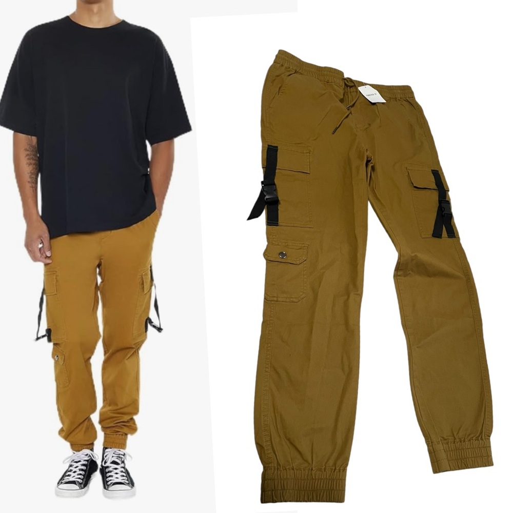 Forever 21 Men's Cargo Utility Jogger mustard brown ( coffee ) men’s size M